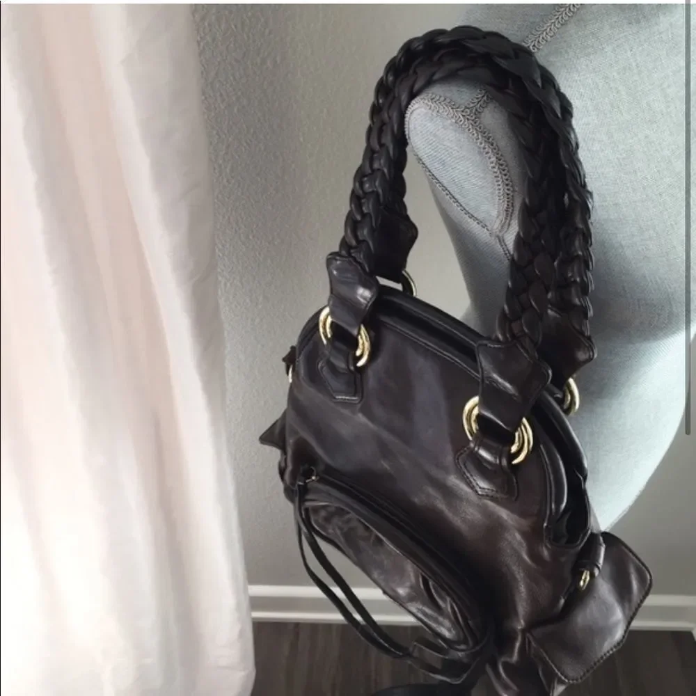 Treesje Dark Brown Leather Shoulder Bag